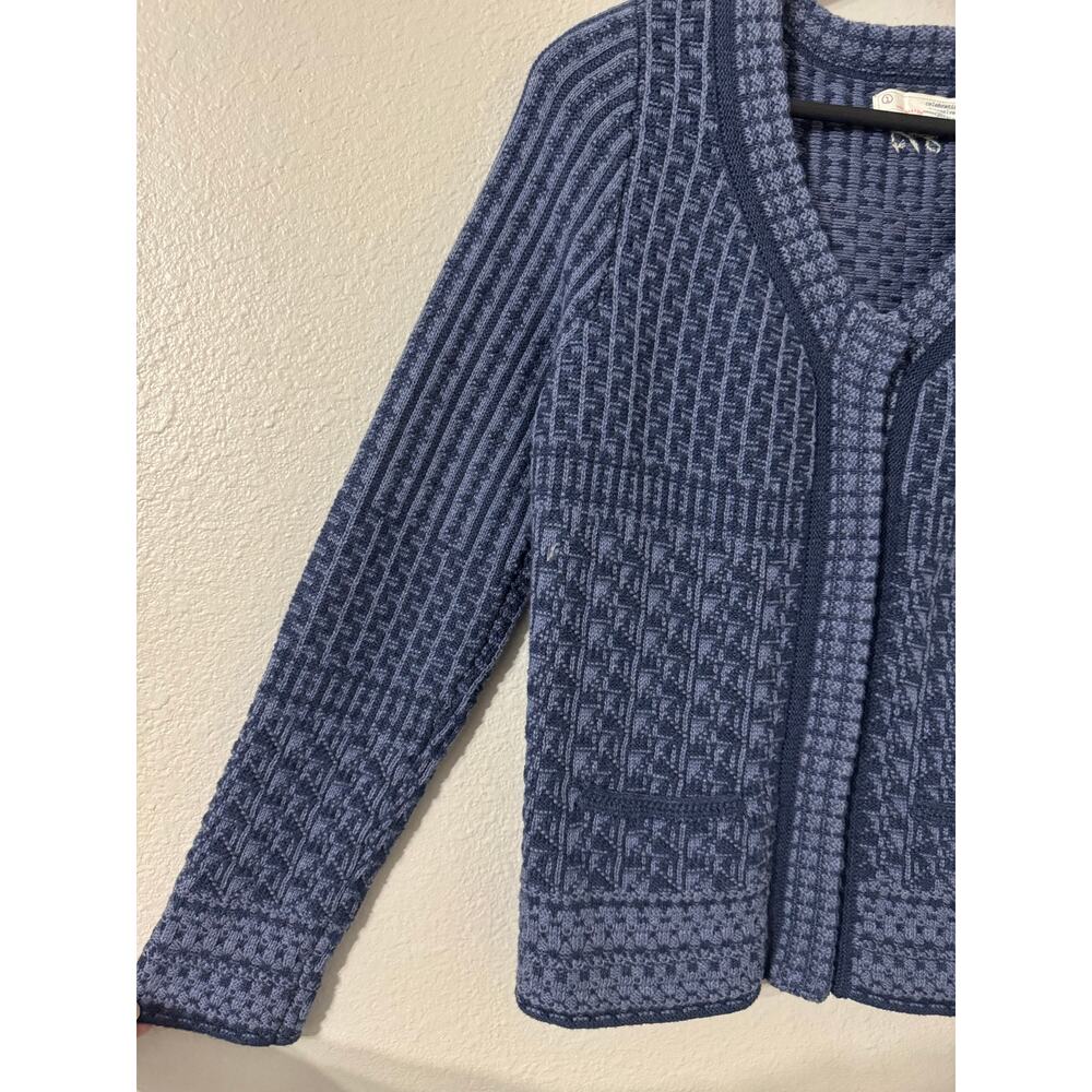 Odd Molly Blue V-Neck Snap Front Knit Cardigan Size 1 US Small/ 6 - Picture 3 of 10